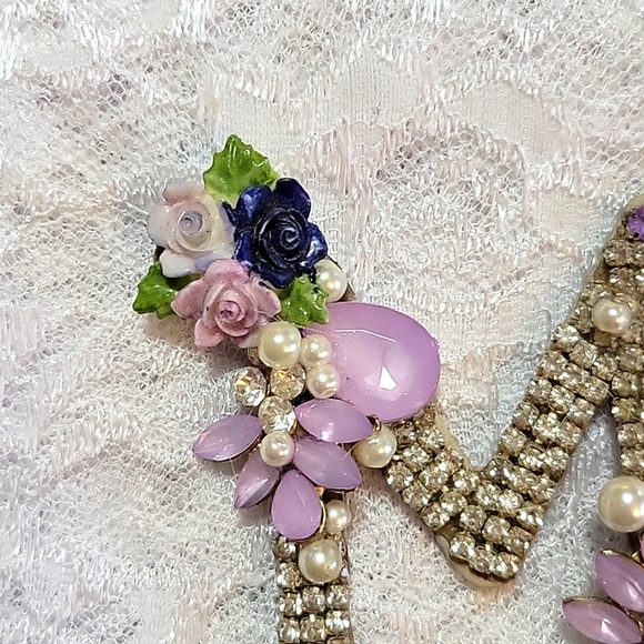 Pastel Rhinestone & Jeweled Initial M Accessory - Picture 4 of 6